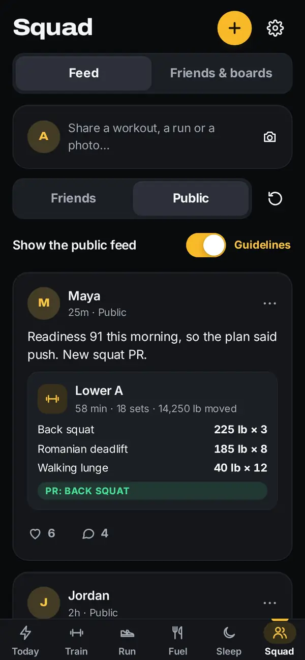 LiftReady: friends screen