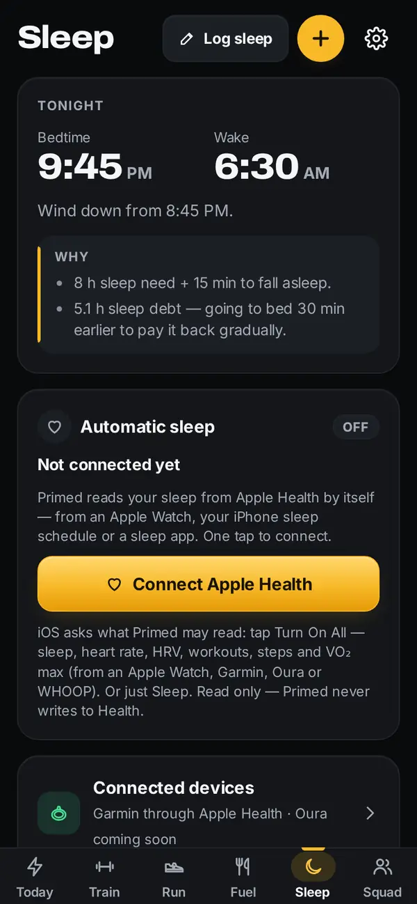 LiftReady: sleep screen